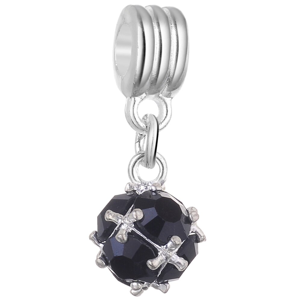 6577 Purple Crystal Ball Dangle Silver Charms Pendant Beads for Jewelry